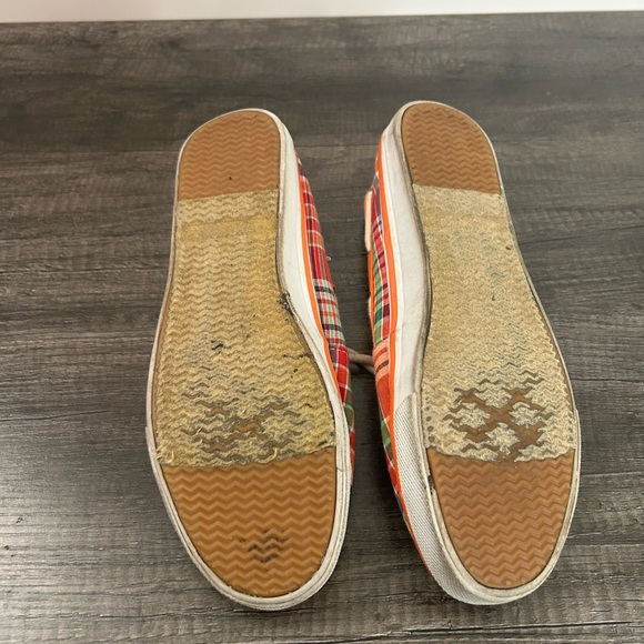 Colorful Preppy & Whimsical Orange Plaid Boat Shoes - Picture 4 of 4